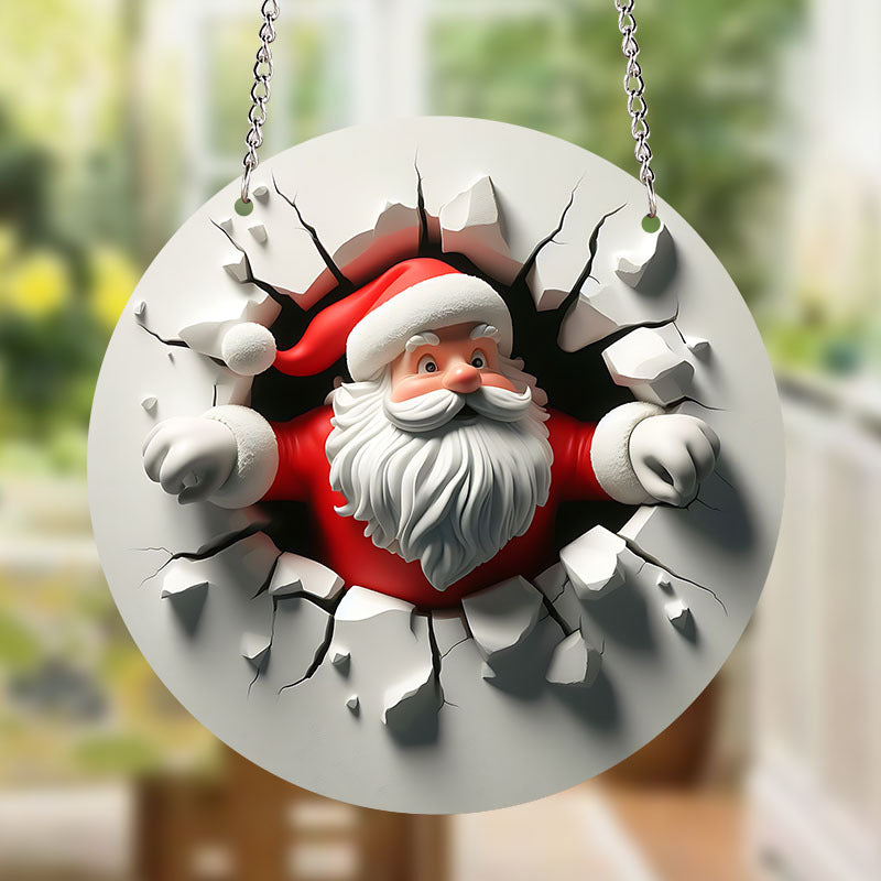 Round Acrylic Christmas Decoration Santa Claus Ornaments