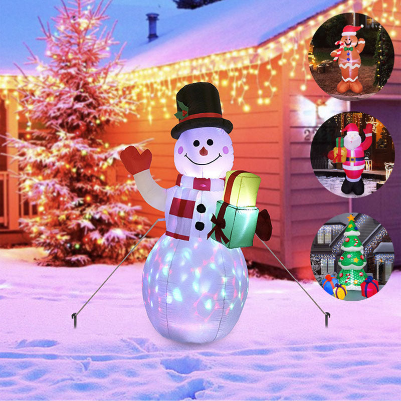 Luces LED navideñas brillantes, muñeco de nieve inflable, árbol de Papá Noel, decoración para jardín y patio al aire libre