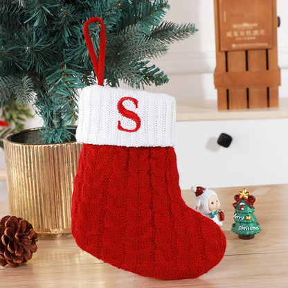 Chaussettes de Noël en laine tricotée avec pendentif en forme d'arbre de Noël décoratif et créatif