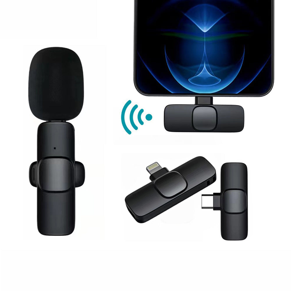 Micrófono Lavalier inalámbrico, Mini micrófono portátil para grabación de Audio y vídeo, para teléfono móvil, Android, batería de larga duración, transmisión en vivo y juegos