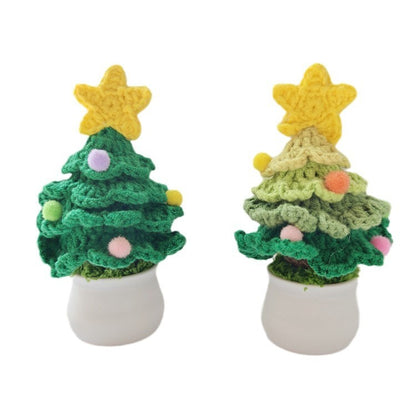 Handmade Crocheted Christmas Tree Wool Pot Shopping Mall Night Market Desktop Decoration