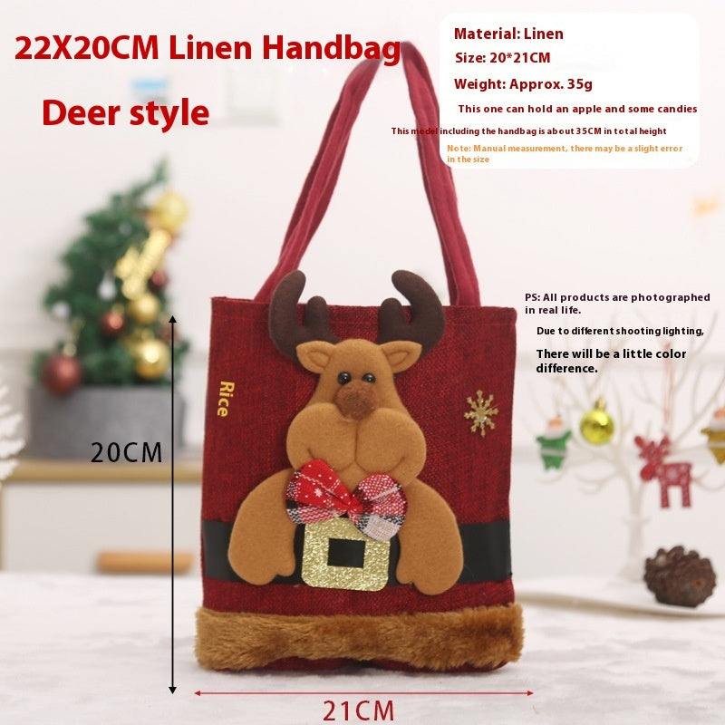 Bolsa de regalo de dulces navideños para niños, divertida y creativa, con forma de Papá Noel, alce, muñeco de nieve, oso, pequeña bolsa decorativa para árbol de Navidad