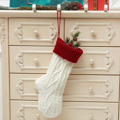 Knitted Christmas Decorations Wool Socks Gift Bag