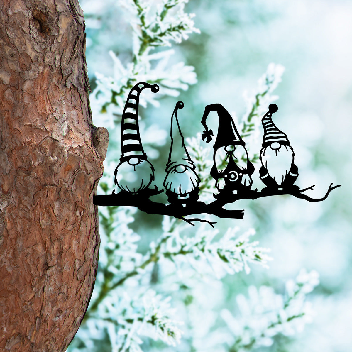 Christmas Silhouette Metal Column Plug-in Outdoor Garden Decoration Tree Plug-in