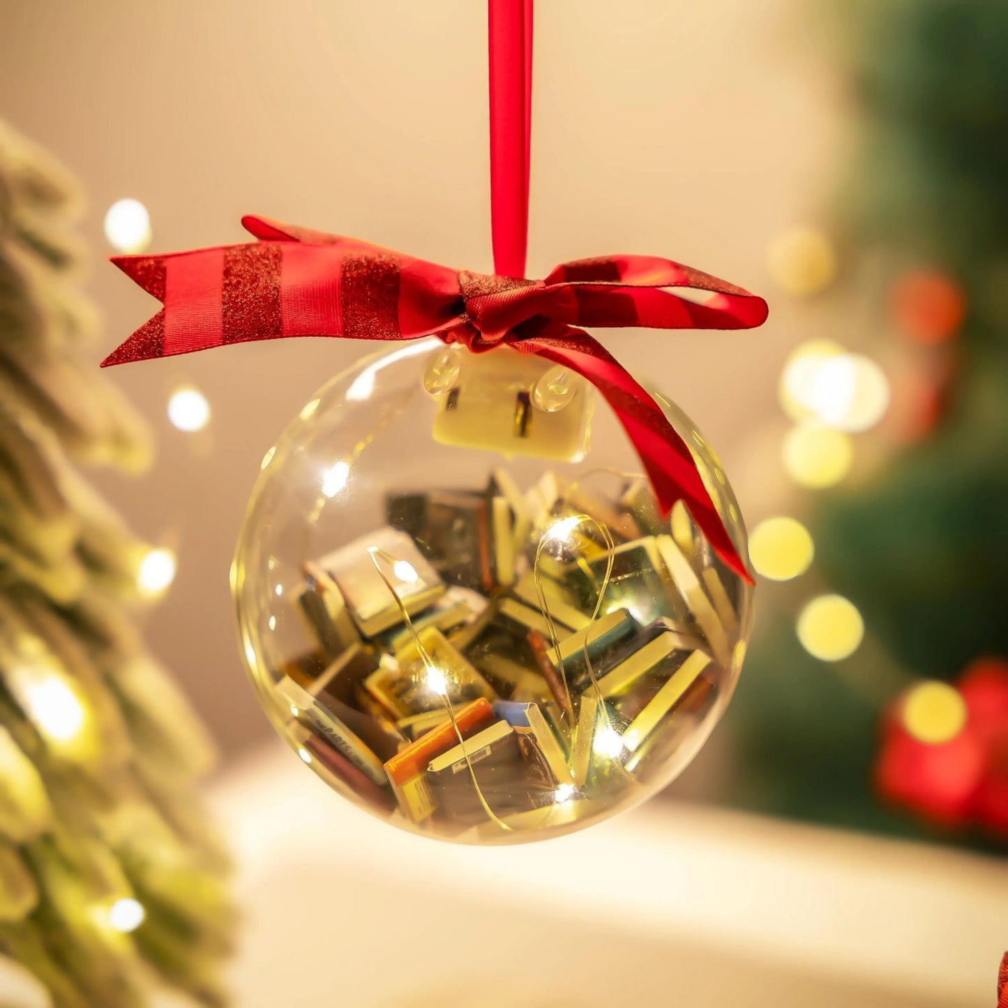 Décorations de Noël Pendentifs de boules de Noël remplis de livres