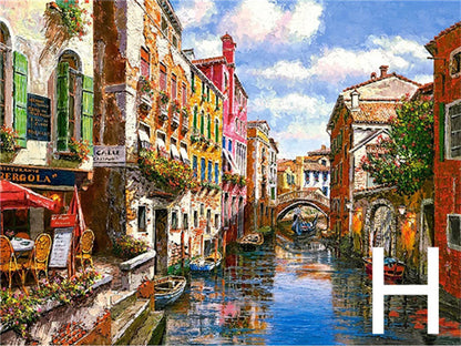 Image de mosaïque de peinture de diamant de ville de venise, broderie de paysage