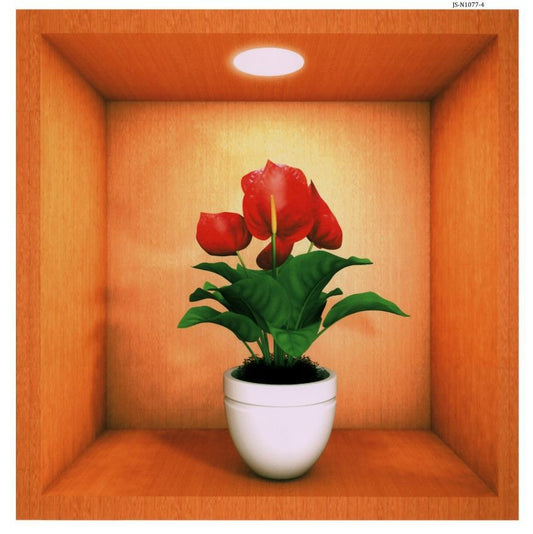 Pegatinas de pared de jarrón de flores 3D