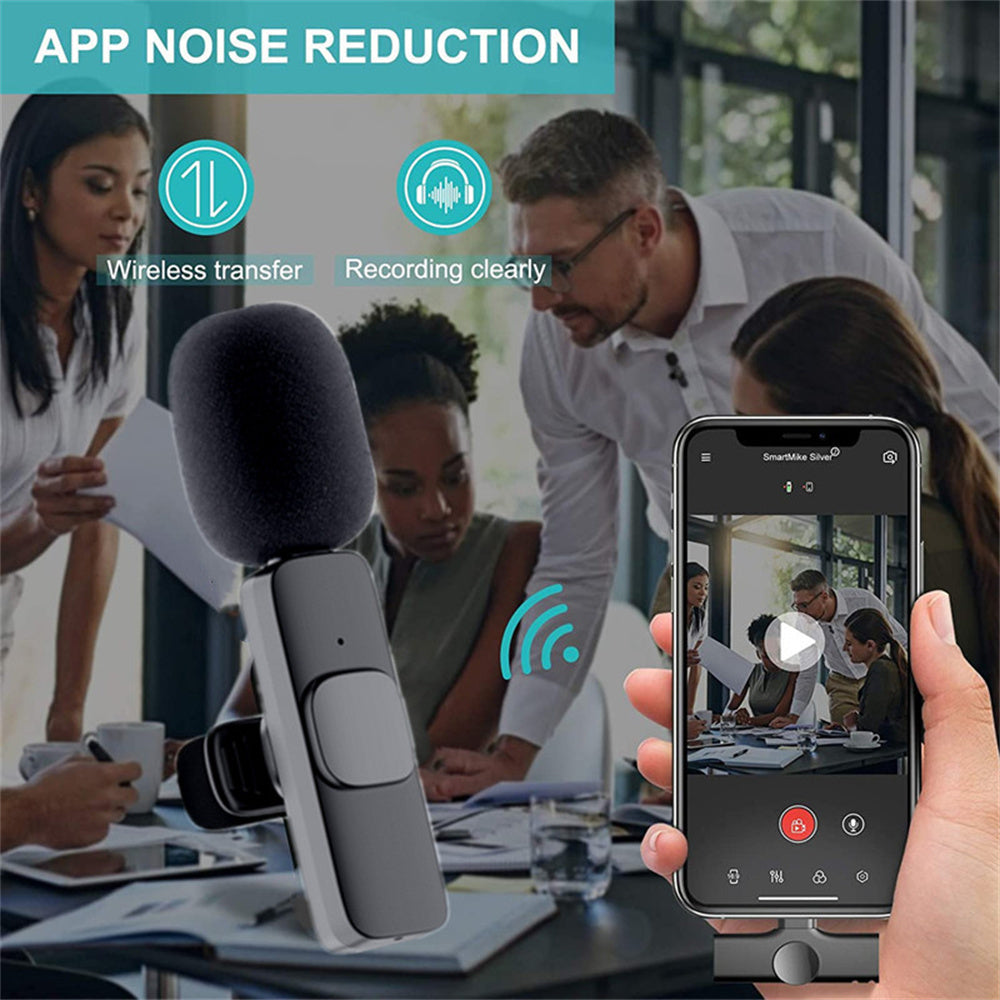 Micrófono Lavalier inalámbrico, Mini micrófono portátil para grabación de Audio y vídeo, para teléfono móvil, Android, batería de larga duración, transmisión en vivo y juegos