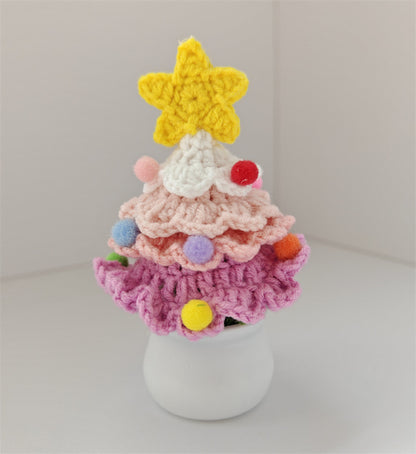 Handmade Crocheted Christmas Tree Wool Pot Shopping Mall Night Market Desktop Decoration