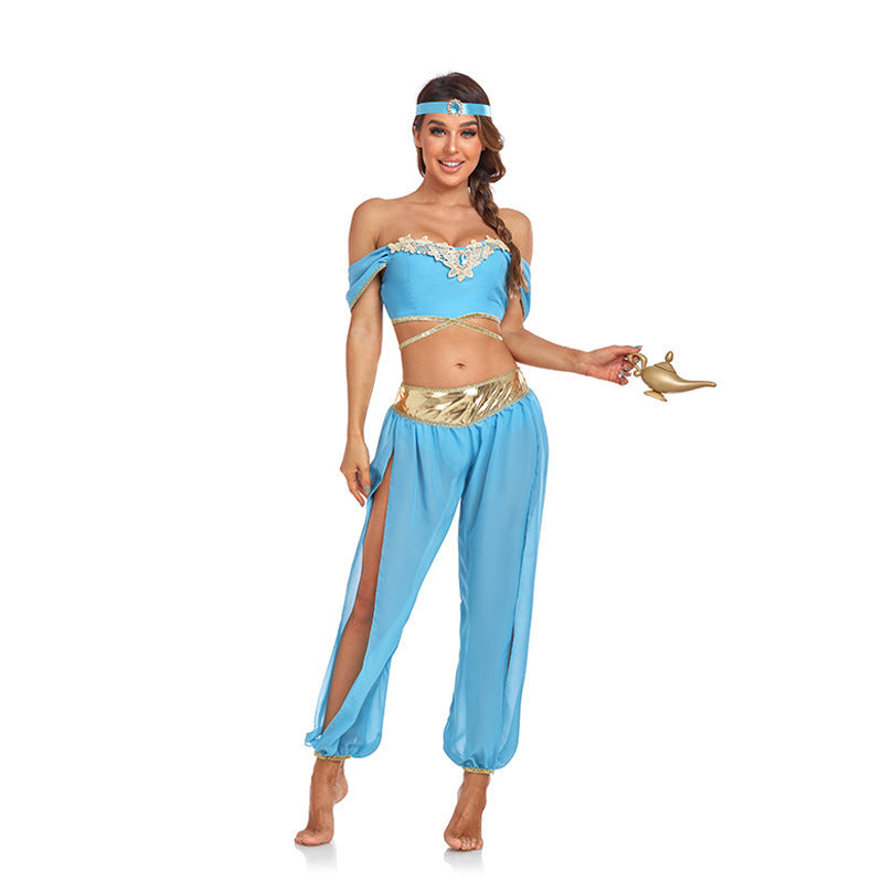 Vestido de princesa Jasmine para mujer, para Halloween, para actuaciones en el escenario