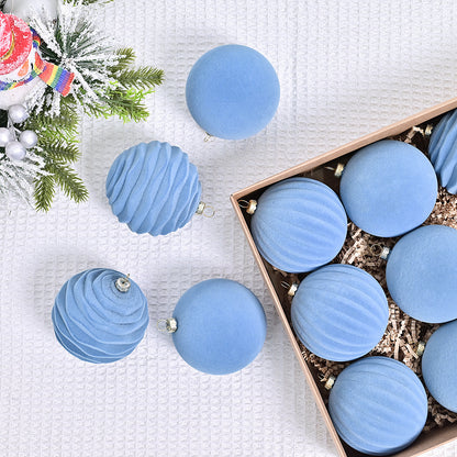 Boule de Noël floquée Pendentif pour sapin de Noël Décorations de boules de Noël floquées rouge vin vert foncé