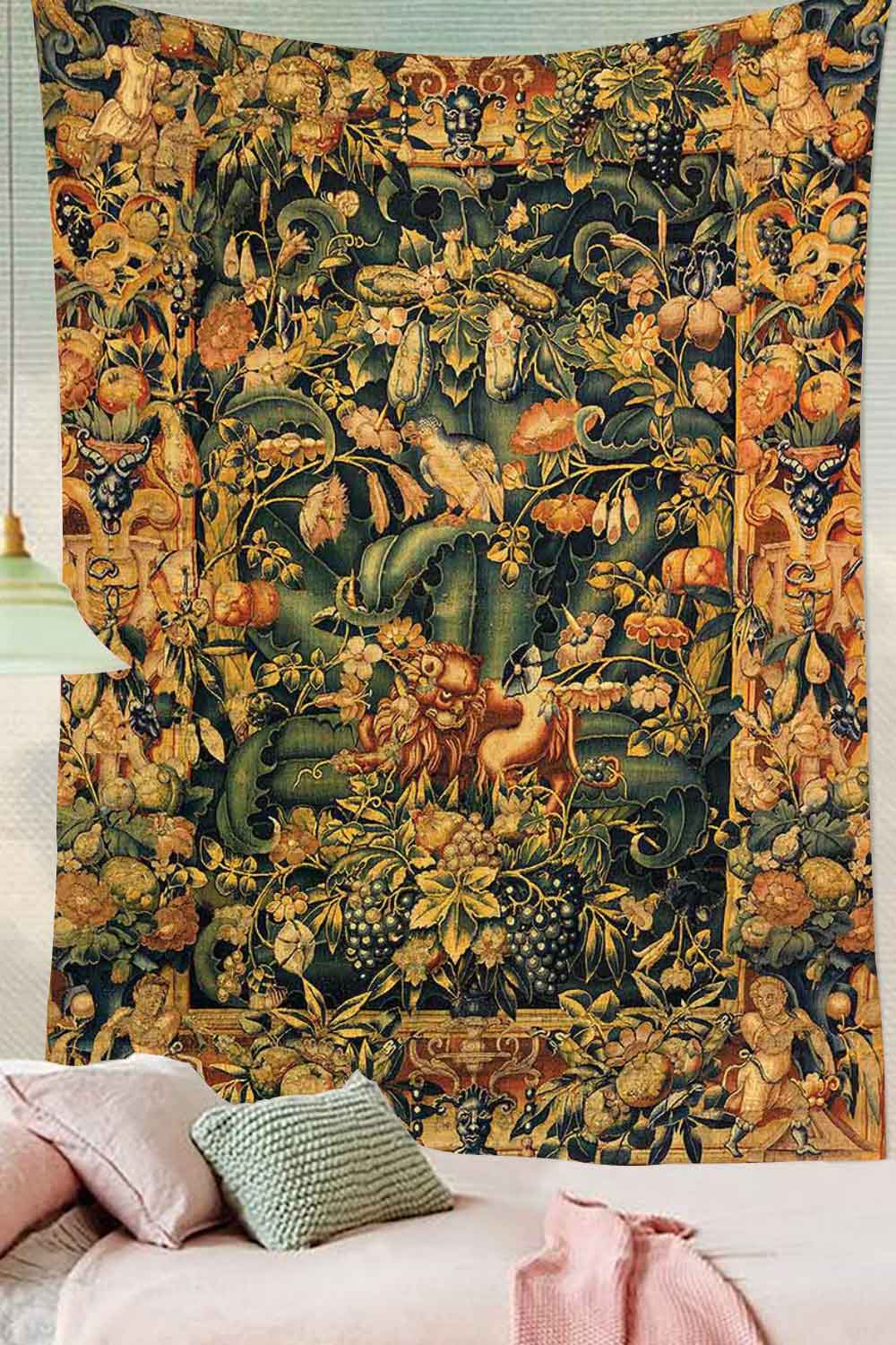 Tapisserie décorative en tissu suspendu, serviette de plage, couverture imprimée avec Silhouette d'arbre et de mer