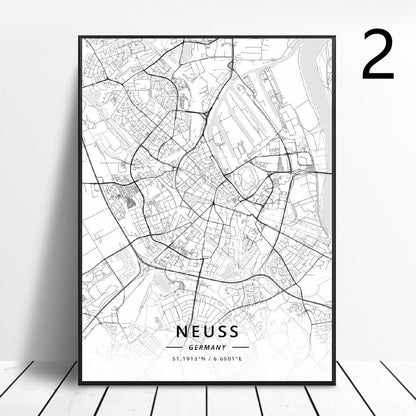 Póster de mapa artístico de Alemania, pintura en lienzo