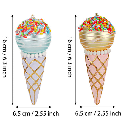 Simulation Ice Cream Christmas Tree Decorative Glass Pendant