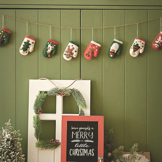 Lindos guantes de fieltro para adornos navideños, adornos decorativos para fiestas