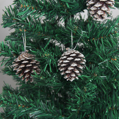 Pine Cone Christmas Tree Decoration Primary Color 5CM Pendant White Edge