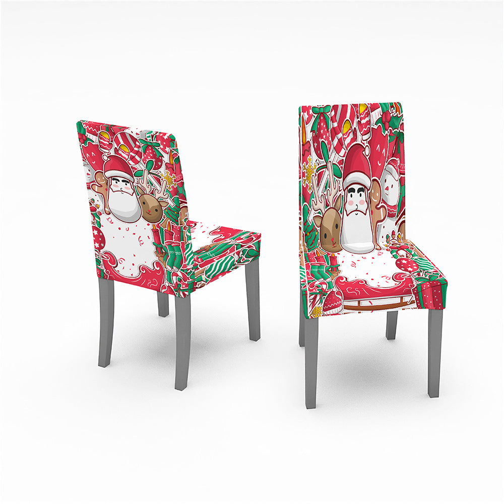 Christmas Decorative Digital Printing Universal All Inclusive Elastic Chair Cover