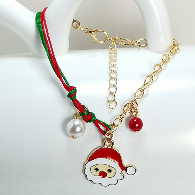 Nueva pulsera navideña con diseño de muñeco de nieve, Papá Noel, árbol, copo de nieve y alce, regalo de Navidad, pulsera con dijes, colgante de cadena para mujer, regalo de moda de Año Nuevo