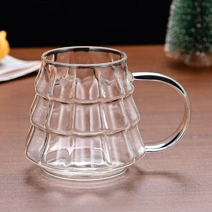 Christmas Glass Coffee Ice Transparent Mug With Handle