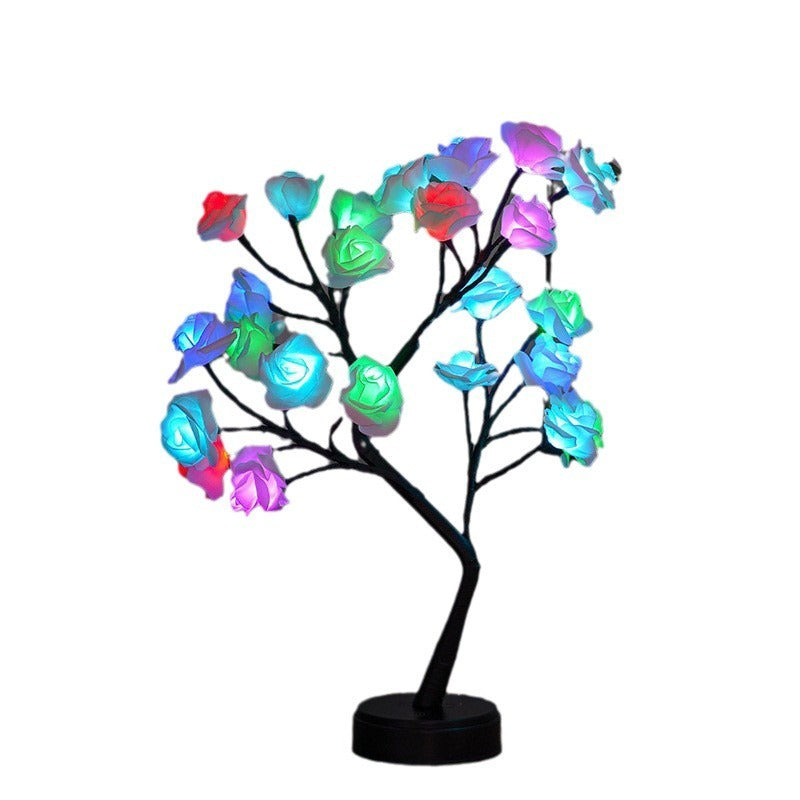 Lámpara de árbol de Navidad con luz LED y forma de rosa