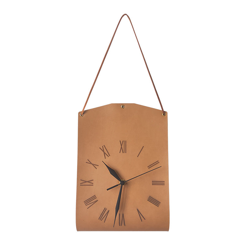 Bag-shaped Creative Wall Clock Modern Art Clock Watch Wall Retro Leather Personality Living Room Bedroom Mute