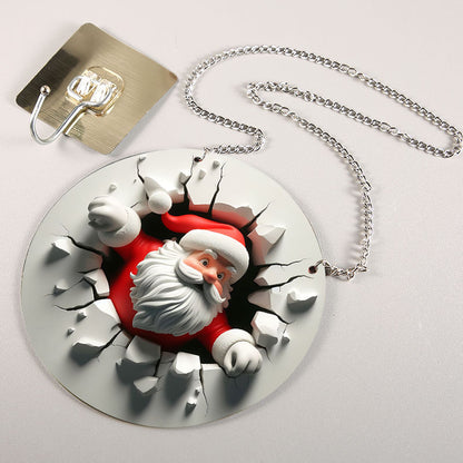 Round Acrylic Christmas Decoration Santa Claus Ornaments