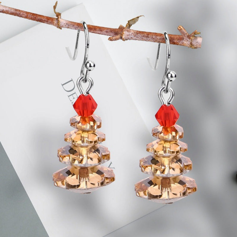 Boucles d'oreilles pendantes créatives multicolores personnalisées en forme d'arbre de Noël