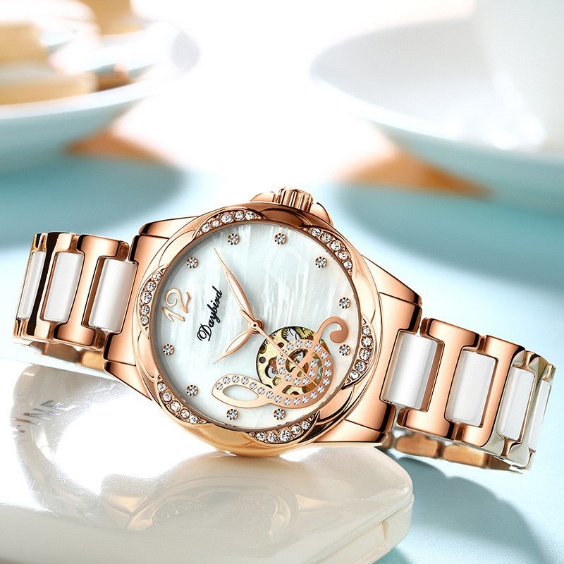 Female hollow automatic mechanical watch