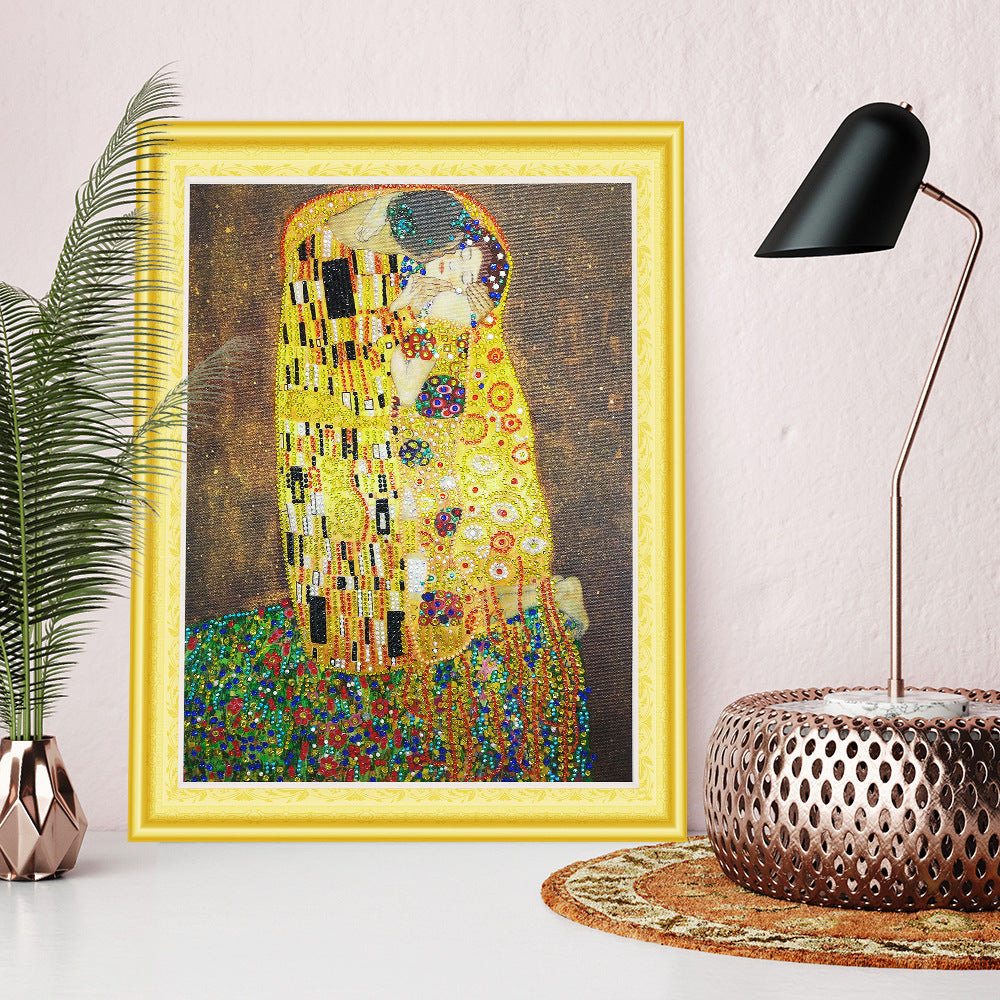 Le baiser de Gustav Klimt, peinture au diamant de forme spéciale