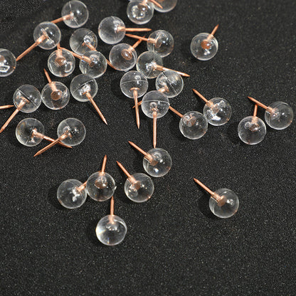 Lot de 100 punaises transparentes en forme de boule argentée et or rose pour clous et cartes