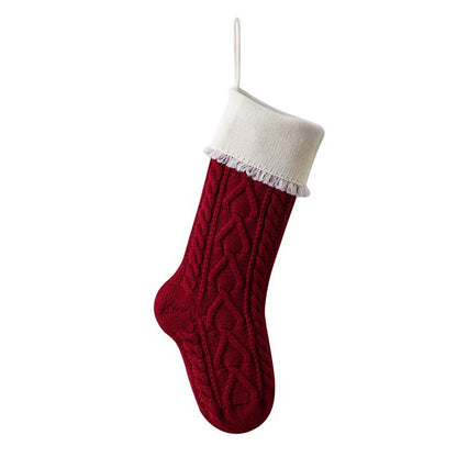 Knitted Wool Christmas Candy Bag Hanging Tassel Socks