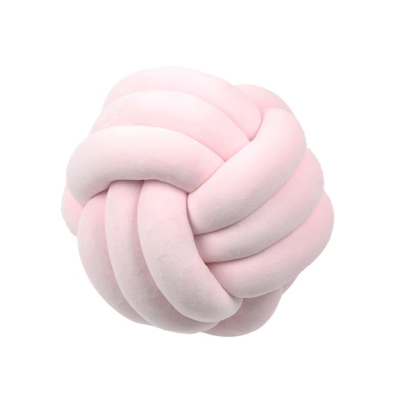 Knotted Plush Ball Design Round Throw Pillow