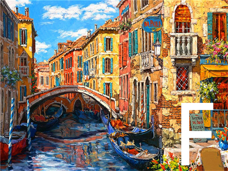 Image de mosaïque de peinture de diamant de ville de venise, broderie de paysage