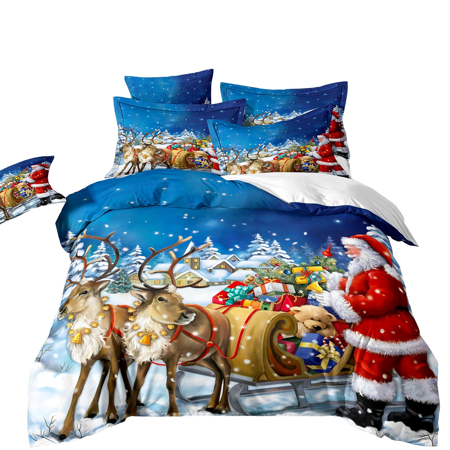 Digital Printed Three-piece Set Christmas Santa Claus Christmas Tree Snowman