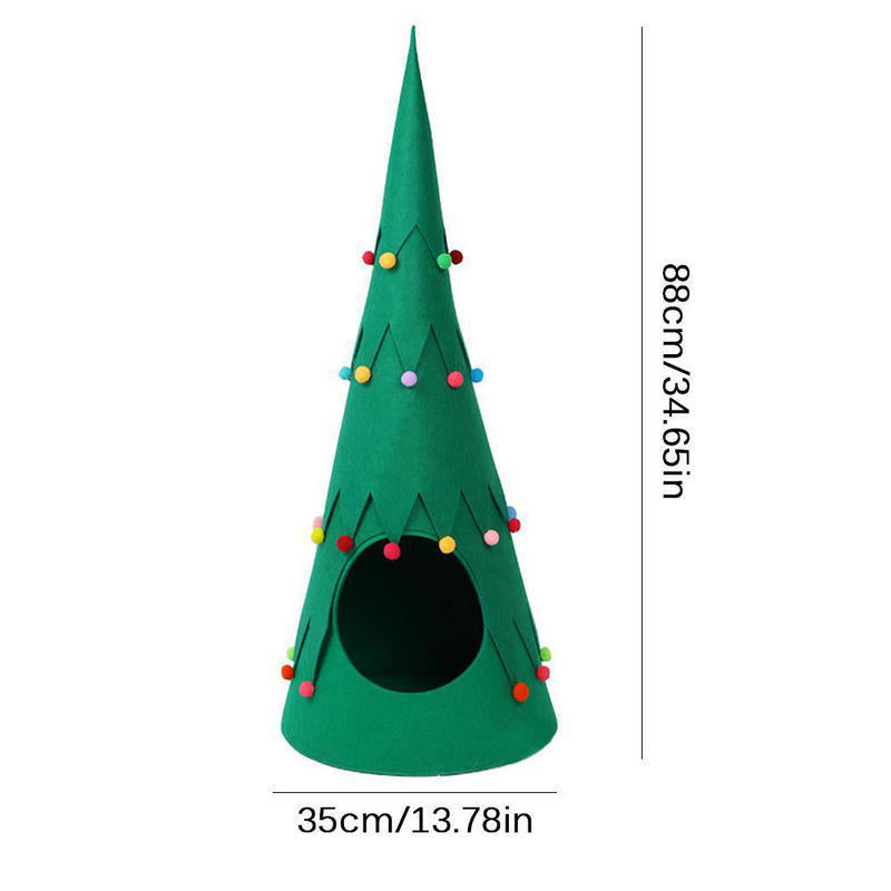 Pet Felt Christmas Tree Foldable Tent Dogs And Cats Semi-closed Four Seasons Universal