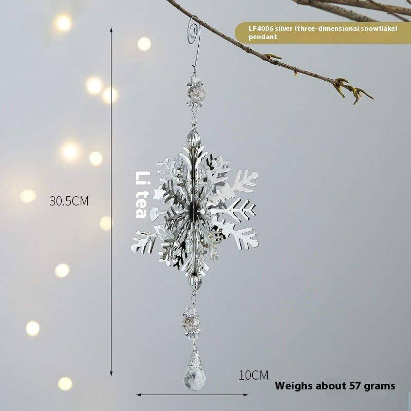 Christmas Three-dimensional Snowflake Decoration Diy Christmas Tree Bell Wrought Iron