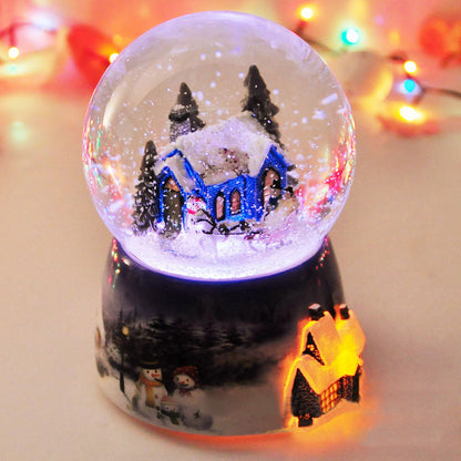 Christmas Scene With Snowflakes Rotating Glowing