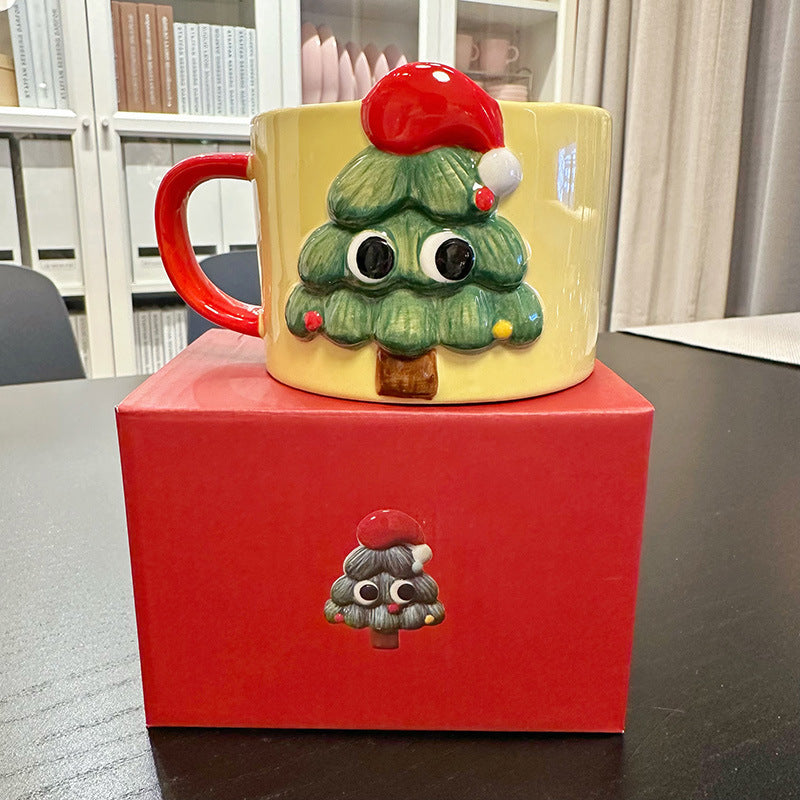 Tasse à eau en forme d'arbre de Noël 3D peinte à la main