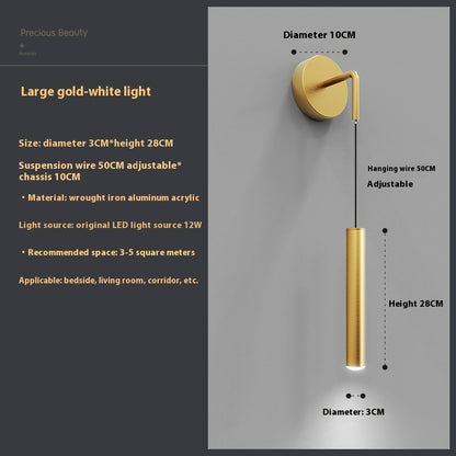 Lámpara de pared de noche con vetas de madera, luz creativa para dormitorio