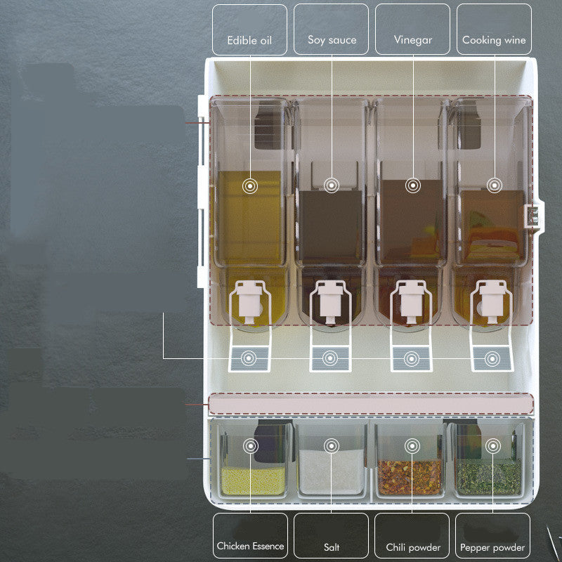 Caja de condimentos multifuncional para almacenamiento en pared sin perforar