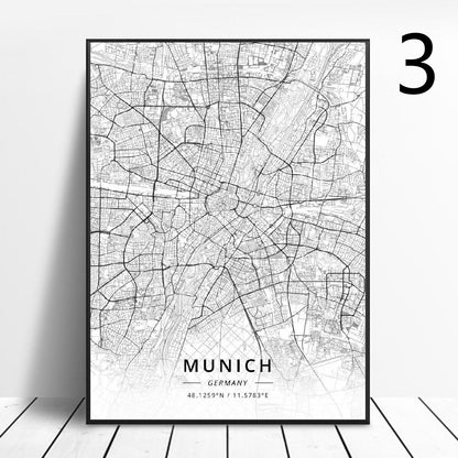 Póster de mapa artístico de Alemania, pintura en lienzo