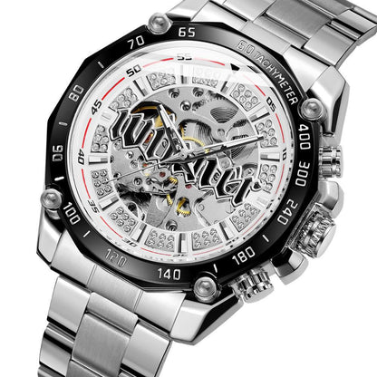 Men's Fashion Casual Skeleton Mechanical Movement Watch