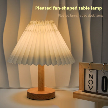 Vintage Pleated Remote Control Small Night Umbrella-shaped Bedside Lamp Creative Gifts