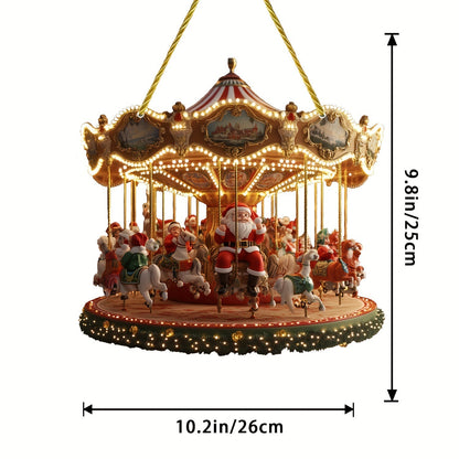 Santa Carousel Sun Catcher Acrylic Pendant