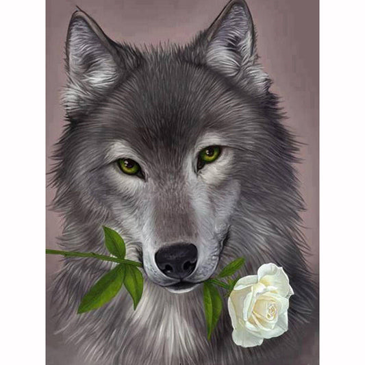 Pintura de diamante de mosaico de lobo, bordado cuadrado completo, punto de cruz, pintura de diamantes de imitación, manualidades