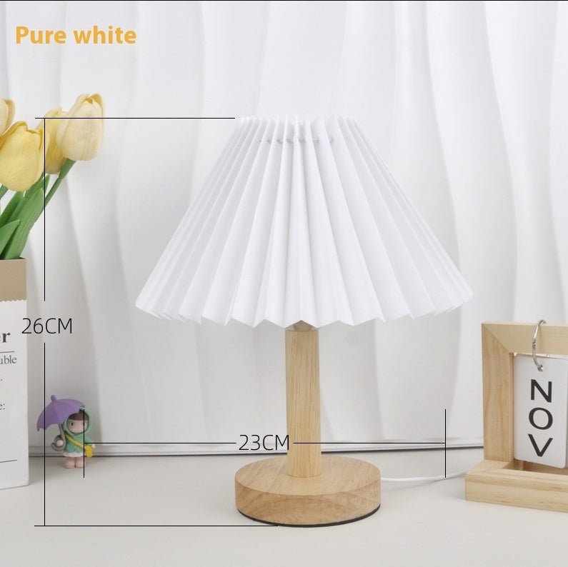 Vintage Pleated Remote Control Small Night Umbrella-shaped Bedside Lamp Creative Gifts