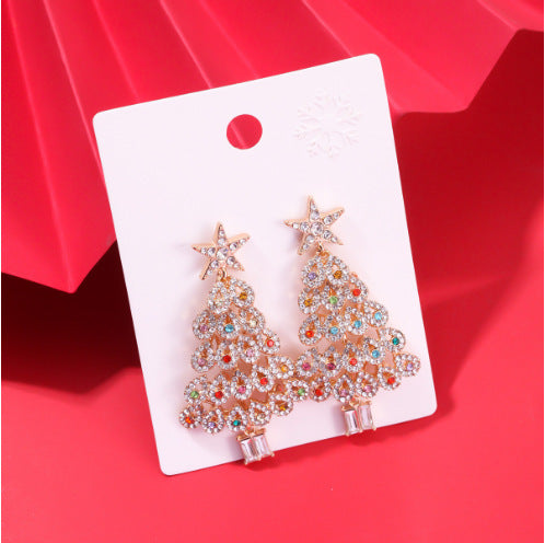 Boucles d'oreilles sapin de Noël en cristaux colorés Boucles d'oreilles tendance