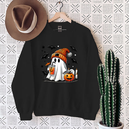 Sudadera de mujer con estampado de murciélago, calabaza y fantasma de Halloween