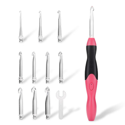 Rechargeable Light Crochet Hook With Interchangeable Head Knitting Needle Set