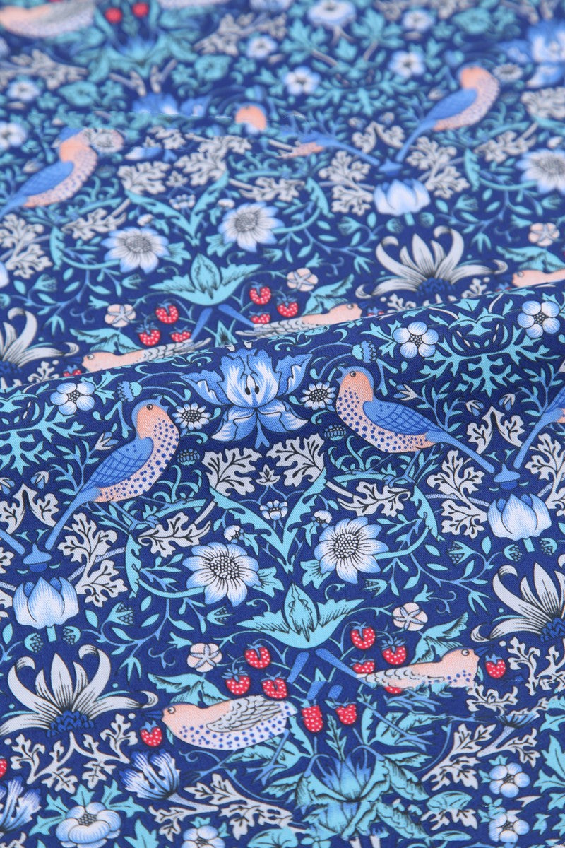 Cotton Cloth Head Deep Blue Series Bird Forest Cotton Fabric